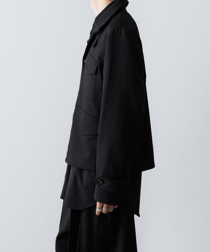 【UJOH】RIB COLLAR 4 POCKETS BLOUSON - BLACK
