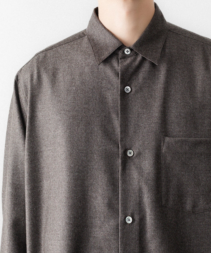 ssstein(シュタイン)のEXTRA FINE WOOL OVERSIZED REGULAR COLLAR SHIRT - CHARCOAL BROWNの公式通販サイトsession福岡セレクトショップ