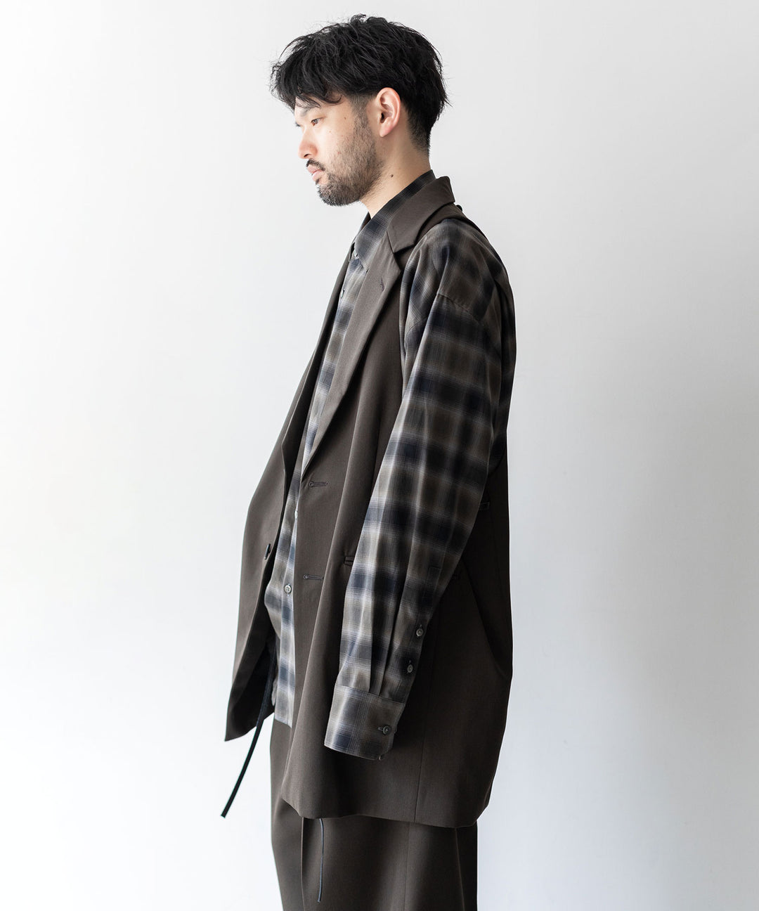 stein(シュタイン)の23AWコレクションOVERSIZED DOWN PAT SHIRTのKHAKI OMBRE