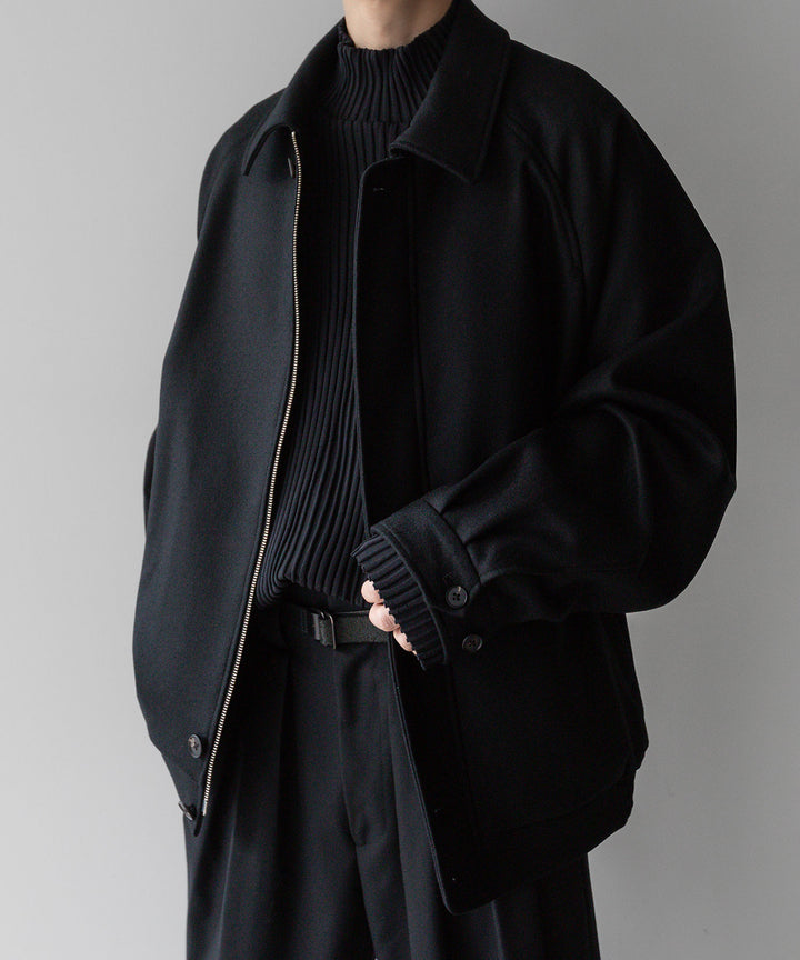 stein(シュタイン)の23AWコレクションOVERSIZED MELTON HARRINGTON ZIP JACKETのBLACK 公式通販サイトsession福岡セレクトショップ