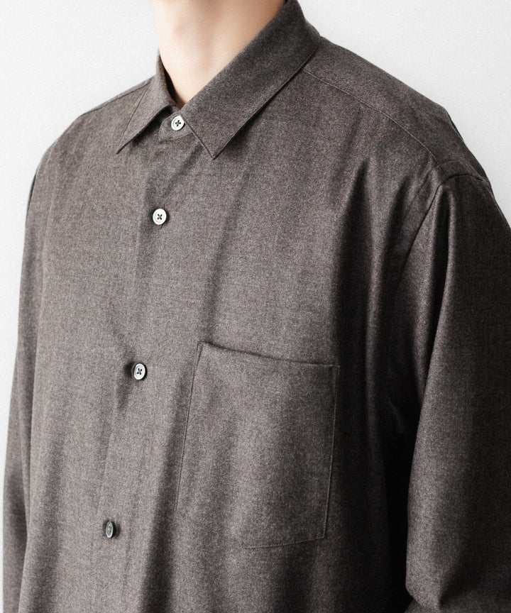 ssstein(シュタイン)のEXTRA FINE WOOL OVERSIZED REGULAR COLLAR SHIRT - CHARCOAL BROWNの公式通販サイトsession福岡セレクトショップ