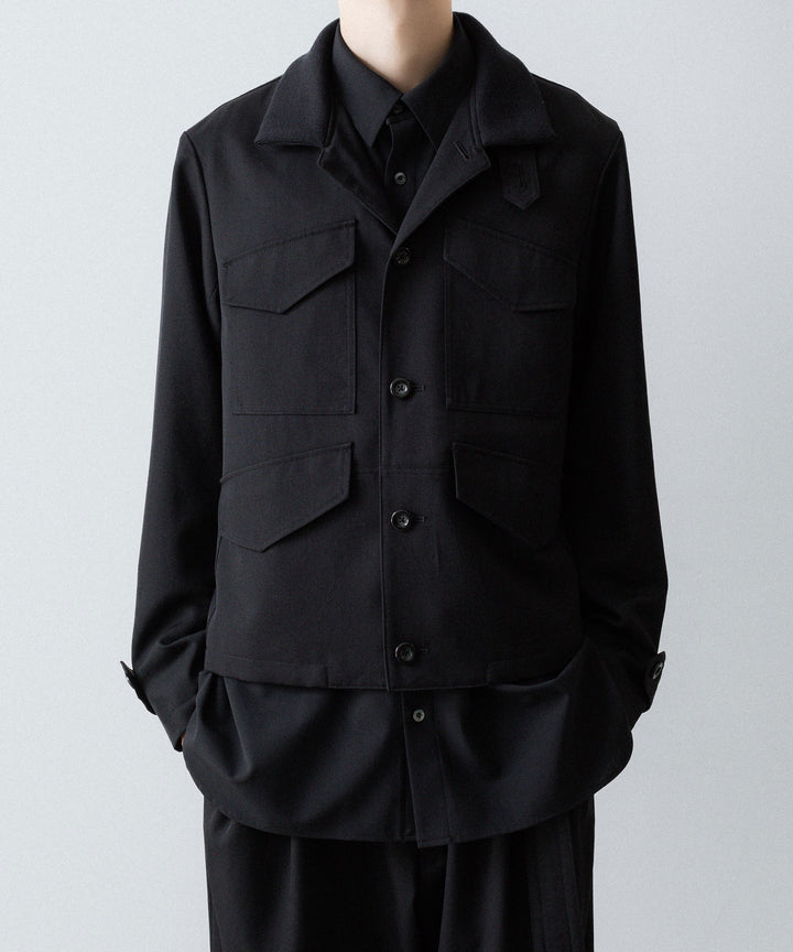 【UJOH】RIB COLLAR 4 POCKETS BLOUSON - BLACK