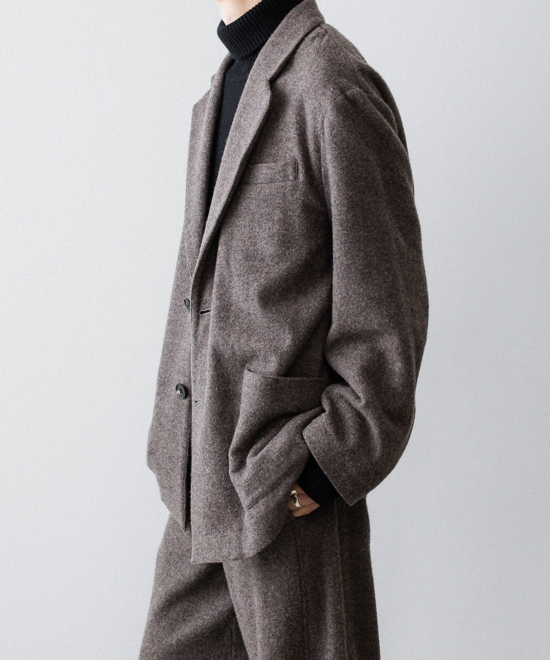 ssstein(シュタイン)のWOOL/CASHMERE FLEECE SINGLE BREASTED JACKET - GREY BROWNの公式通販サイトsession福岡セレクトショップ