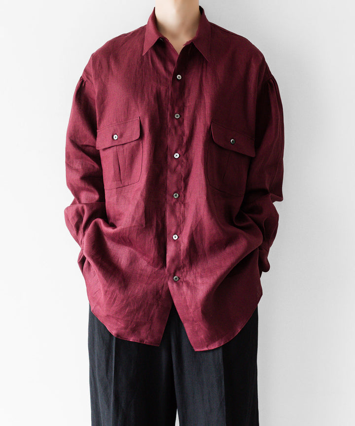 INTÉRIM インテリムのHIGH COUNT LINEN CLOTH HYPER BIG GATHER SHIRTのBURGUNDY 公式通販サイトsession福岡セレクトショップ