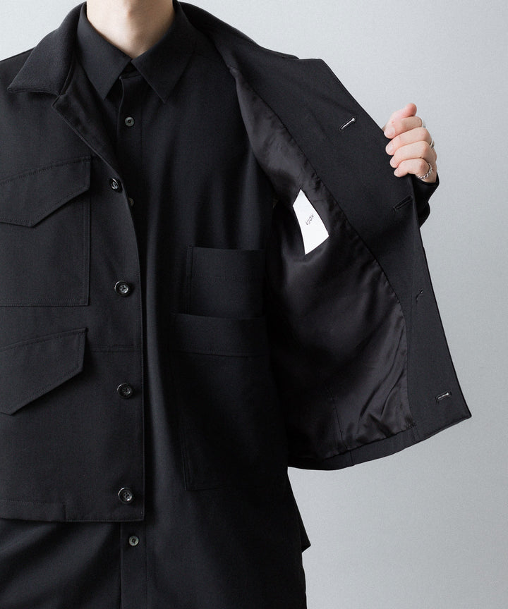 【UJOH】RIB COLLAR 4 POCKETS BLOUSON - BLACK