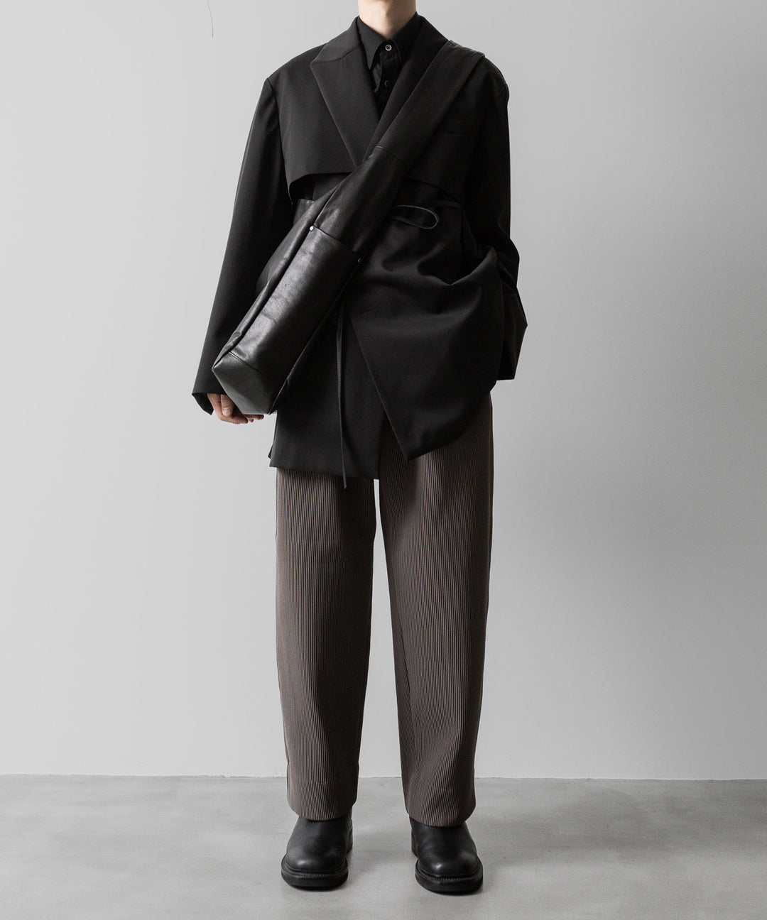 【ssstein】GRADATION PLEATS TWO TUCK TROUSERS - D.GREIGE