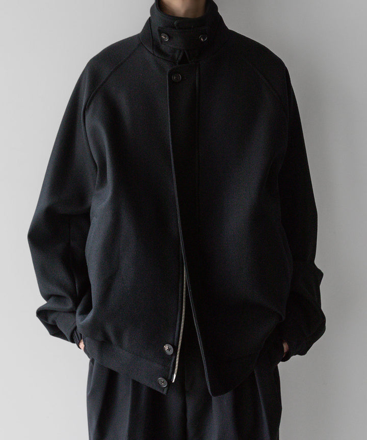 stein(シュタイン)の23AWコレクションOVERSIZED MELTON HARRINGTON ZIP JACKETのBLACK 公式通販サイトsession福岡セレクトショップ