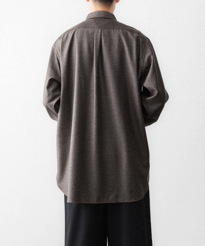 ssstein(シュタイン)のEXTRA FINE WOOL OVERSIZED REGULAR COLLAR SHIRT - CHARCOAL BROWNの公式通販サイトsession福岡セレクトショップ