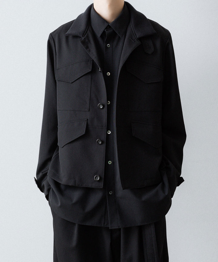 【UJOH】RIB COLLAR 4 POCKETS BLOUSON - BLACK