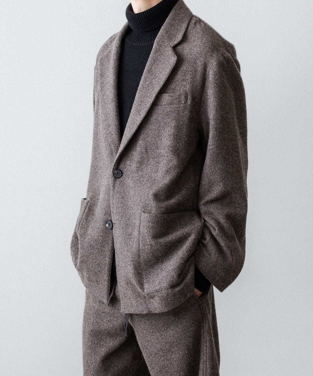 ssstein(シュタイン)のWOOL/CASHMERE FLEECE SINGLE BREASTED JACKET - GREY BROWNの公式通販サイトsession福岡セレクトショップ