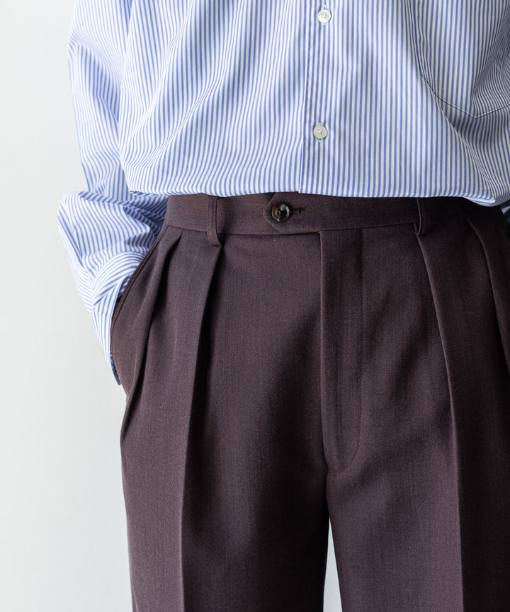 INTÉRIM インテリム 23AW LIMITED FADE BROWN 2-TUCK STRAIGHT SLACKS - WINE BROWN sessionセッション福岡セレクトショップ 公式通販サイト