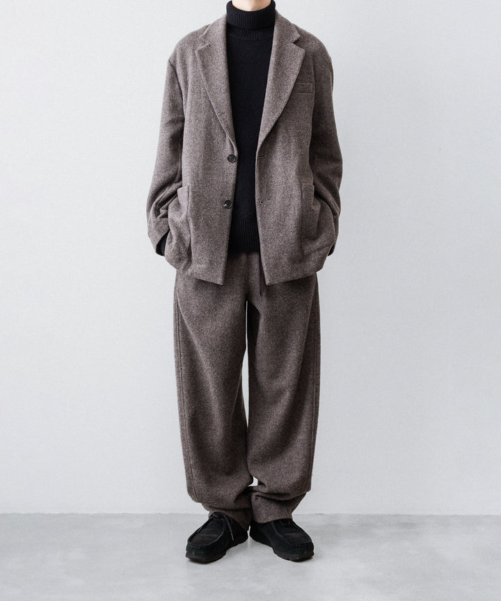 【ssstein】WOOL/CASHMERE FLEECE SINGLE BREASTED JACKET - GREY BROWN