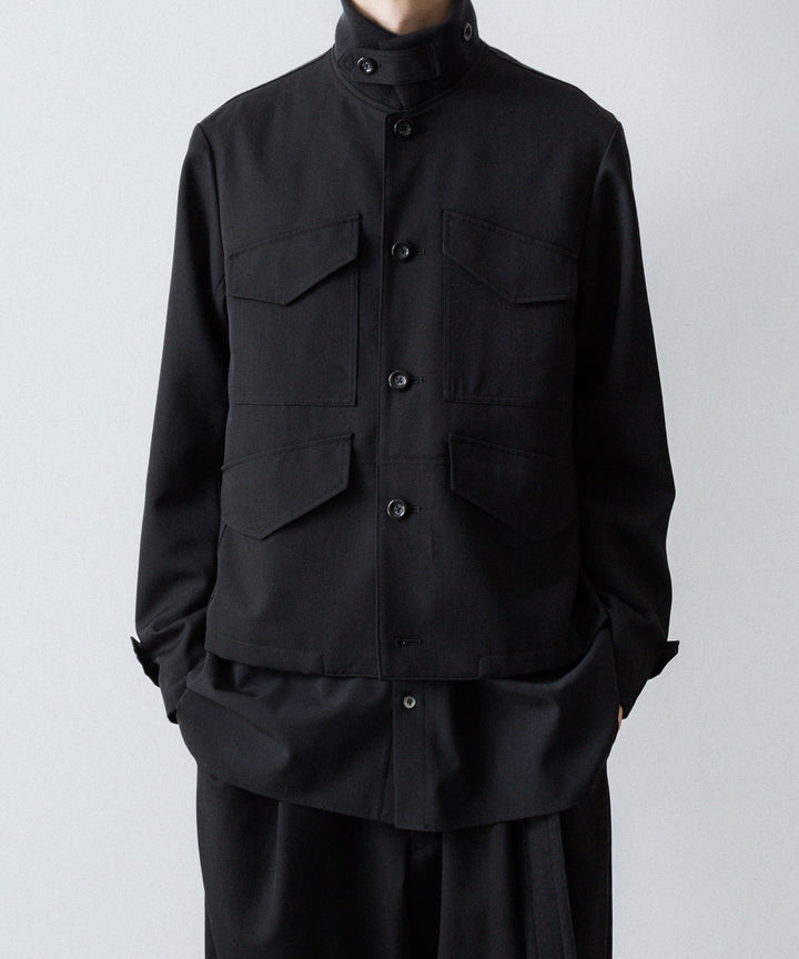 【UJOH】RIB COLLAR 4 POCKETS BLOUSON - BLACK