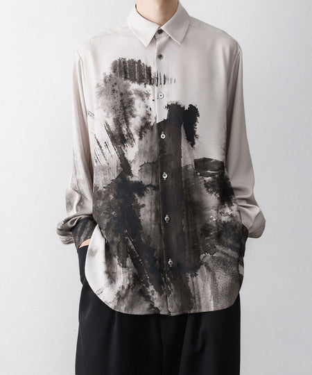 【UJOH】REGULAR COLLAR SHIRT - GREIGE