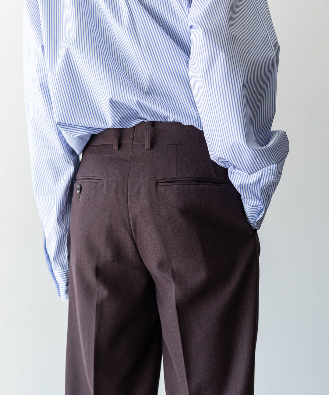 INTÉRIM インテリム 23AW LIMITED FADE BROWN 2-TUCK STRAIGHT SLACKS - WINE BROWN sessionセッション福岡セレクトショップ 公式通販サイト