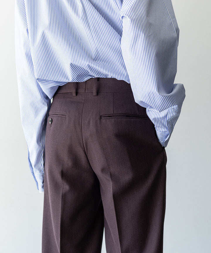 INTÉRIM インテリム 23AW LIMITED FADE BROWN 2-TUCK STRAIGHT SLACKS - WINE BROWN sessionセッション福岡セレクトショップ 公式通販サイト