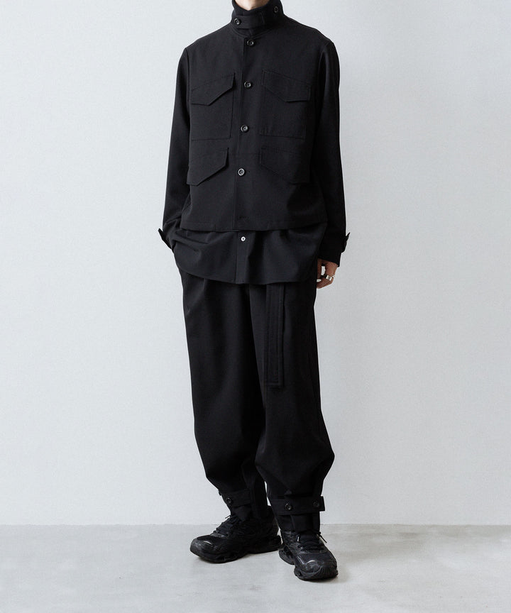 【UJOH】RIB COLLAR 4 POCKETS BLOUSON - BLACK