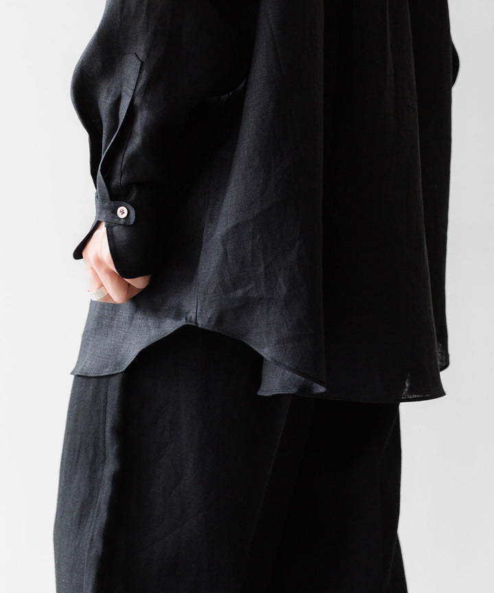 INTÉRIM インテリムのHIGH COUNT LINEN CLOTH HYPER BIG GATHER SHIRTのBLACK 公式通販サイトsession福岡セレクトショップ