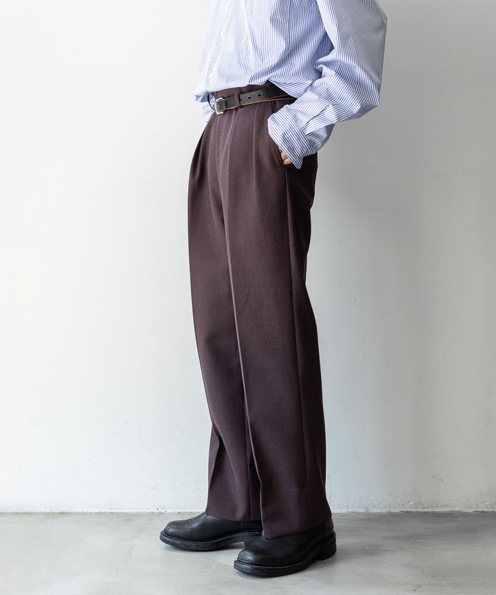 INTÉRIM インテリム 23AW LIMITED FADE BROWN 2-TUCK STRAIGHT SLACKS - WINE BROWN sessionセッション福岡セレクトショップ 公式通販サイト