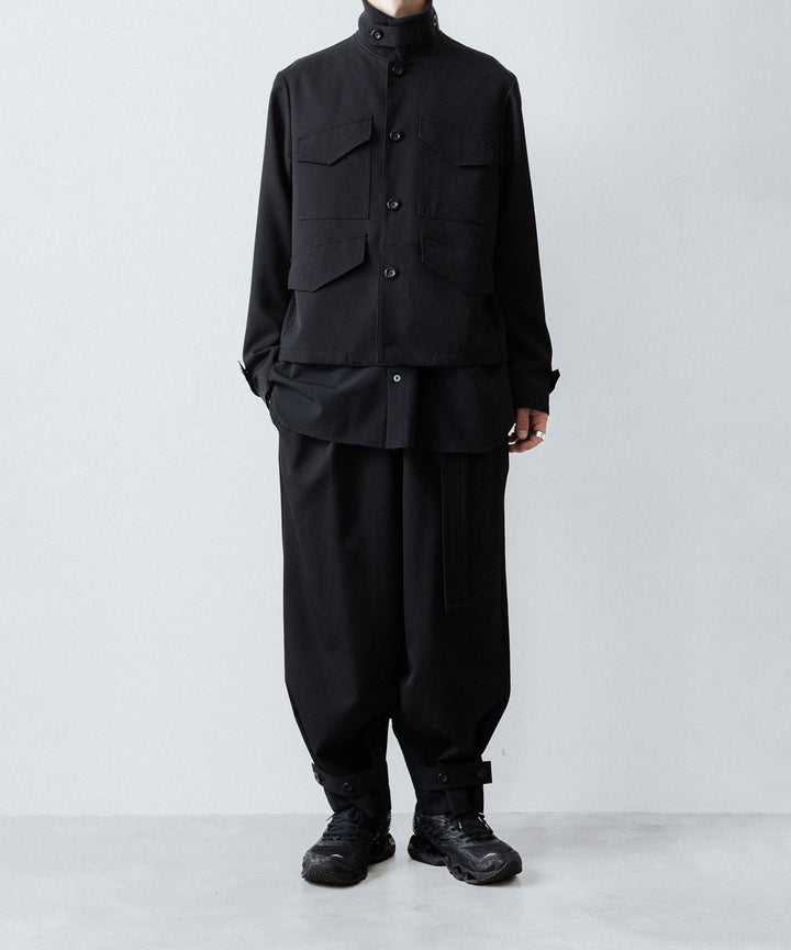【UJOH】RIB COLLAR 4 POCKETS BLOUSON - BLACK