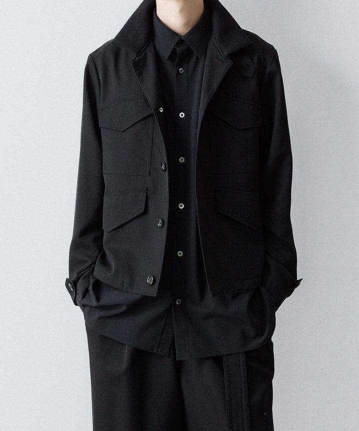 【UJOH】RIB COLLAR 4 POCKETS BLOUSON - BLACK