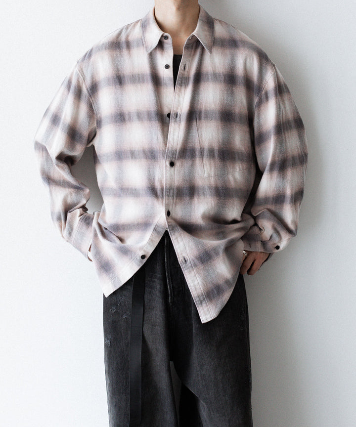 【 VEIN 】ORGANIC COTTON OMBRE CHECK L/S SHIRT - C.GRAY公式通販サイトsession福岡セレクトショップ