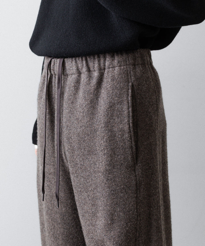 【ssstein】WOOL/CASHMERE FLEECE EASY TWIST TROUSERS - GREY BROWN