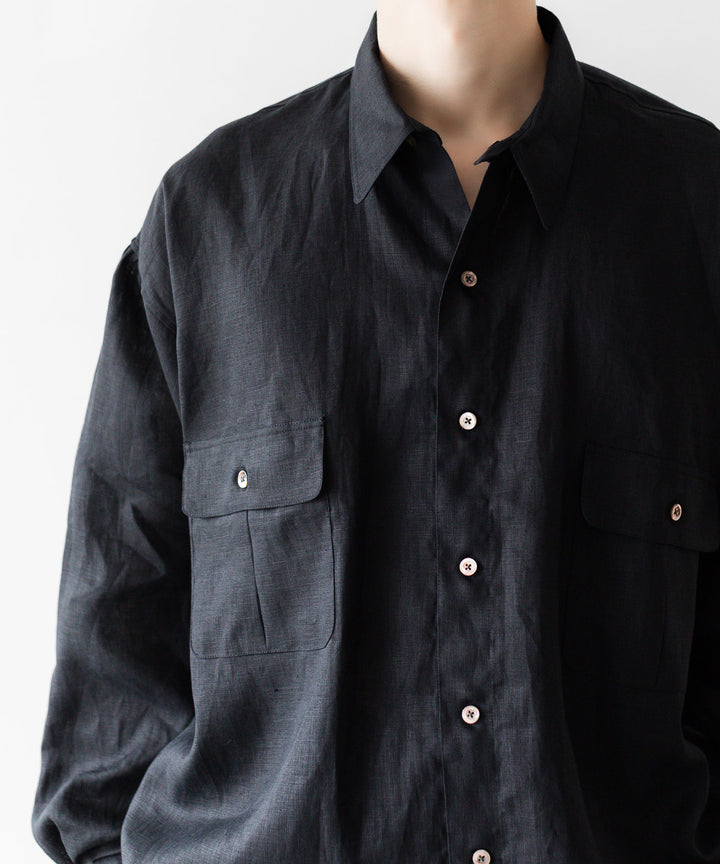INTÉRIM インテリムのHIGH COUNT LINEN CLOTH HYPER BIG GATHER SHIRTのBLACK 公式通販サイトsession福岡セレクトショップ