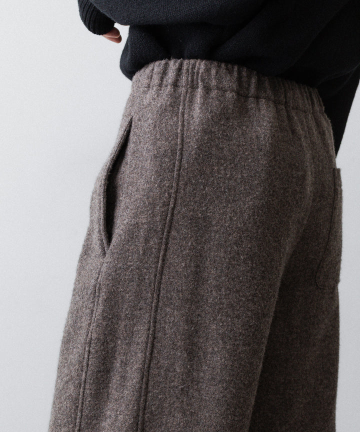 【ssstein】WOOL/CASHMERE FLEECE EASY TWIST TROUSERS - GREY BROWN