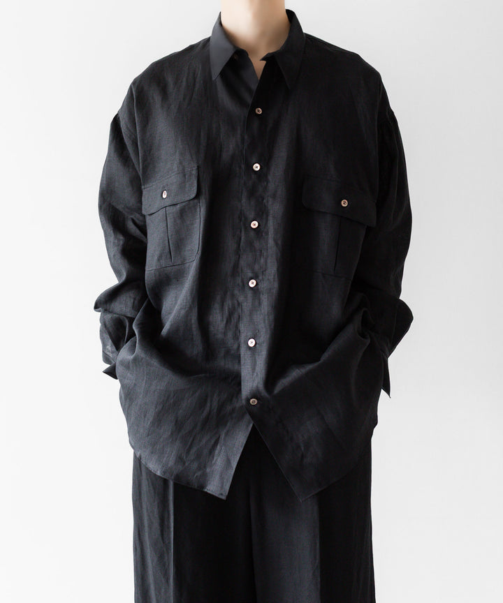 INTÉRIM インテリムのHIGH COUNT LINEN CLOTH HYPER BIG GATHER SHIRTのBLACK 公式通販サイトsession福岡セレクトショップ