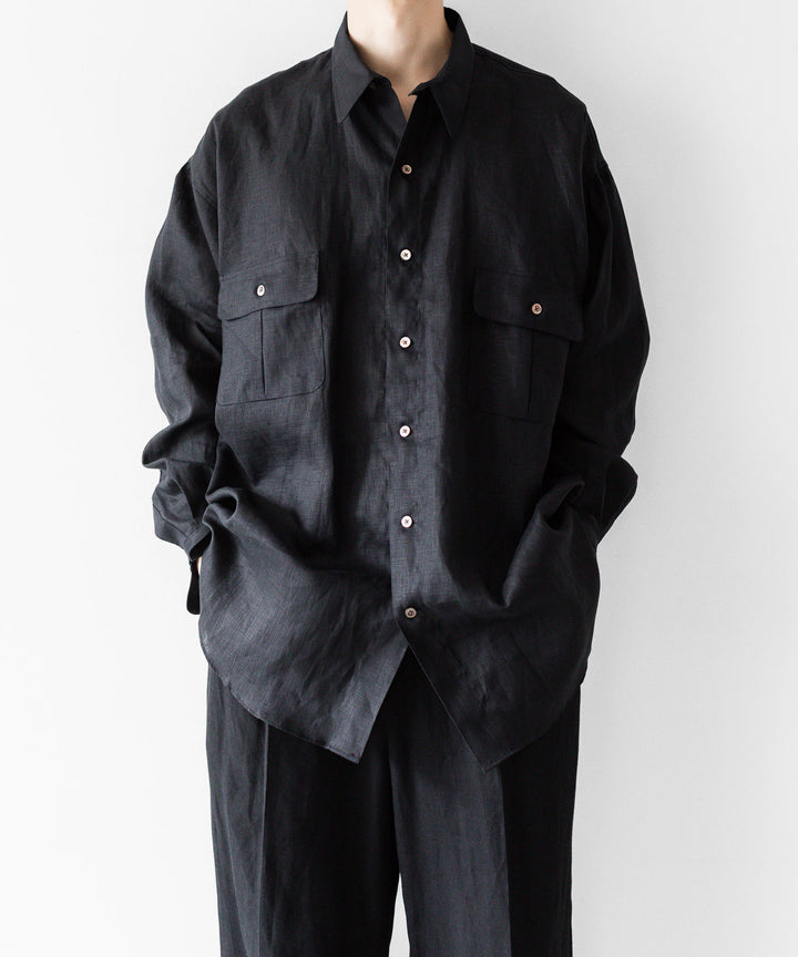 INTÉRIM インテリムのHIGH COUNT LINEN CLOTH HYPER BIG GATHER SHIRTのBLACK 公式通販サイトsession福岡セレクトショップ
