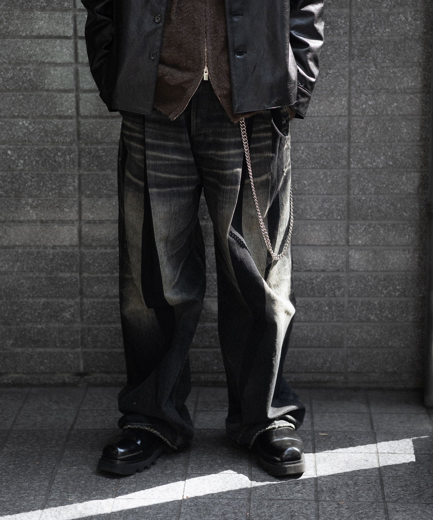 【SUBLATIONS】2TUCK WIDE DENIM PANTS "ENTASIS MK-Ⅱ" - USED BLACK