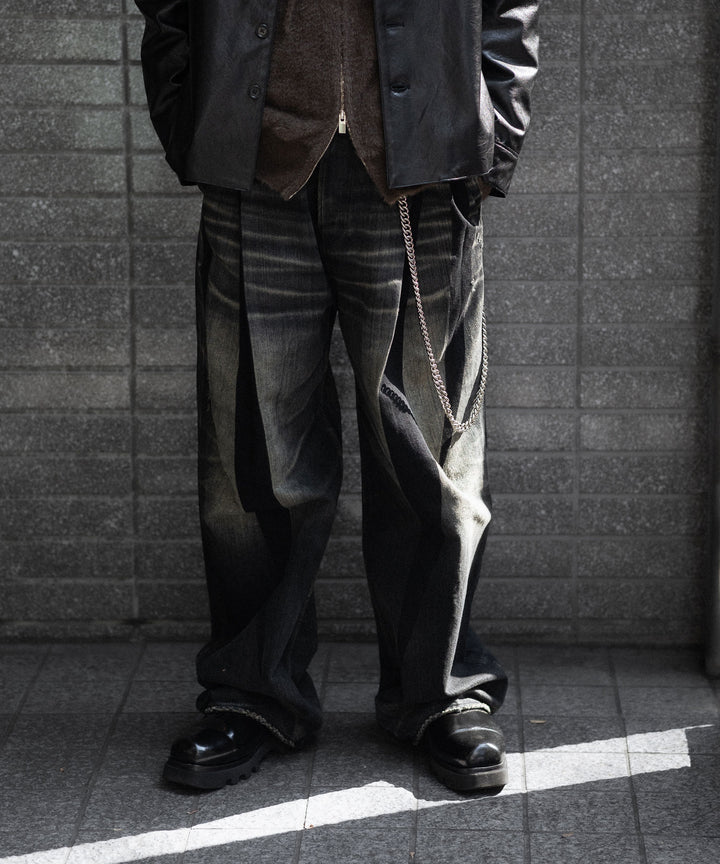 【SUBLATIONS】2TUCK WIDE DENIM PANTS "ENTASIS MK-Ⅱ" - USED BLACK
