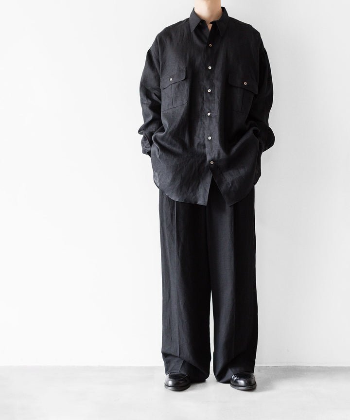 INTÉRIM インテリムのHIGH COUNT LINEN CLOTH HYPER BIG GATHER SHIRTのBLACK 公式通販サイトsession福岡セレクトショップ
