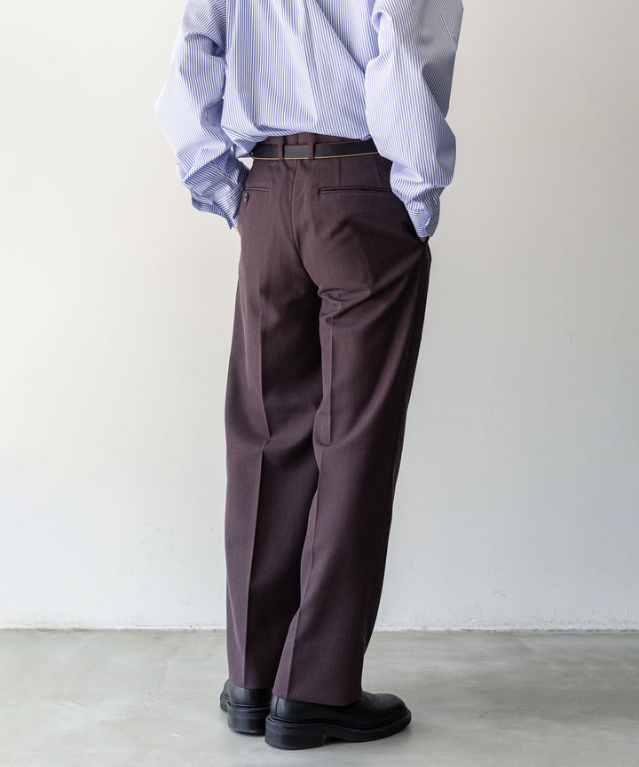INTÉRIM インテリム 23AW LIMITED FADE BROWN 2-TUCK STRAIGHT SLACKS - WINE BROWN sessionセッション福岡セレクトショップ 公式通販サイト
