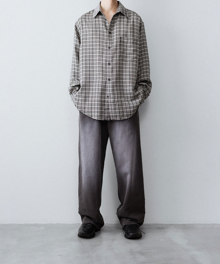 【CODA】WORN BLACK AGING FADED DAMAGED SWEATPANTS - WORN BLACK