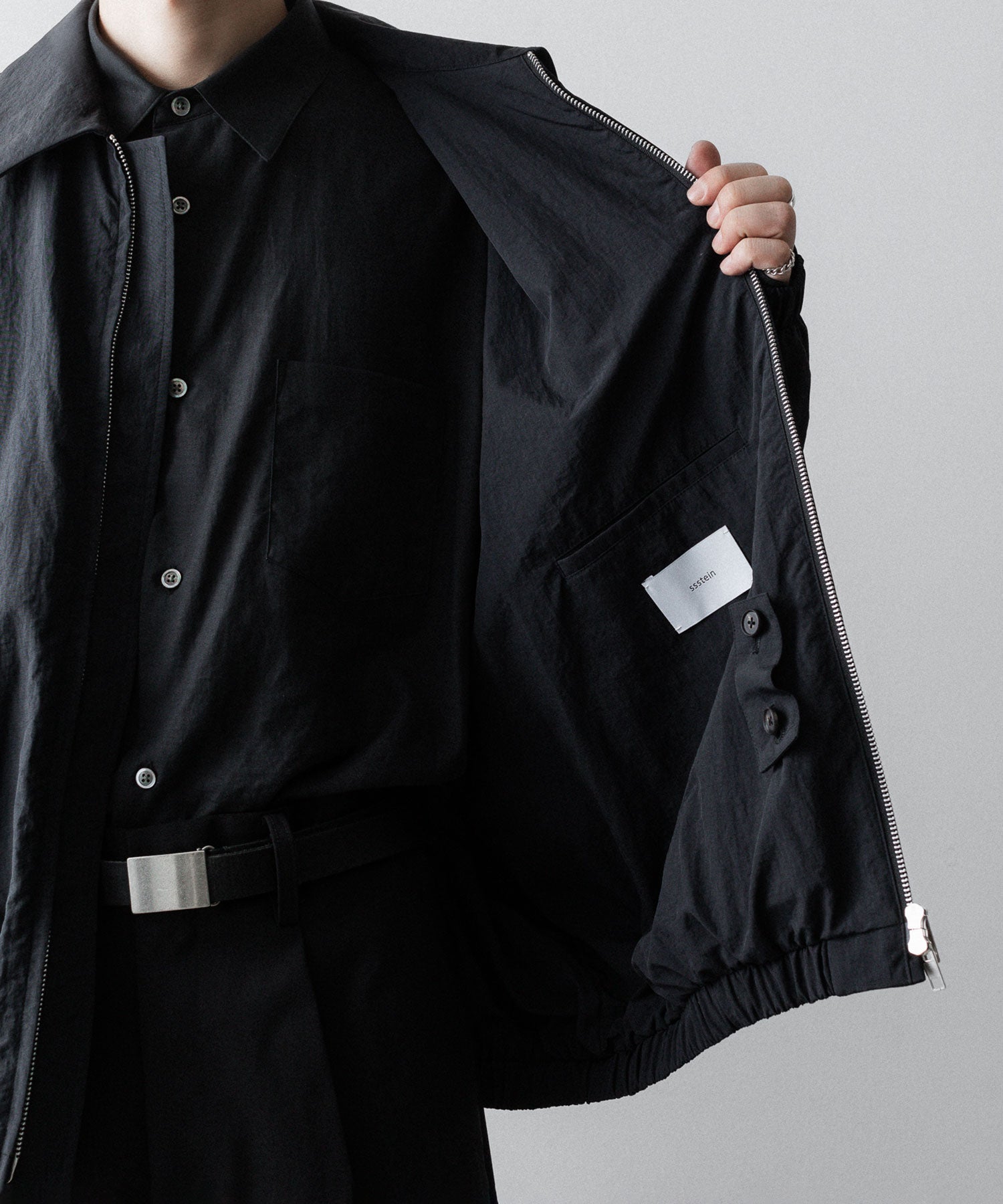 ssstein / シュタイン】RECYCLED NYLON OVERSIZED ZIP JACKET - BLACK