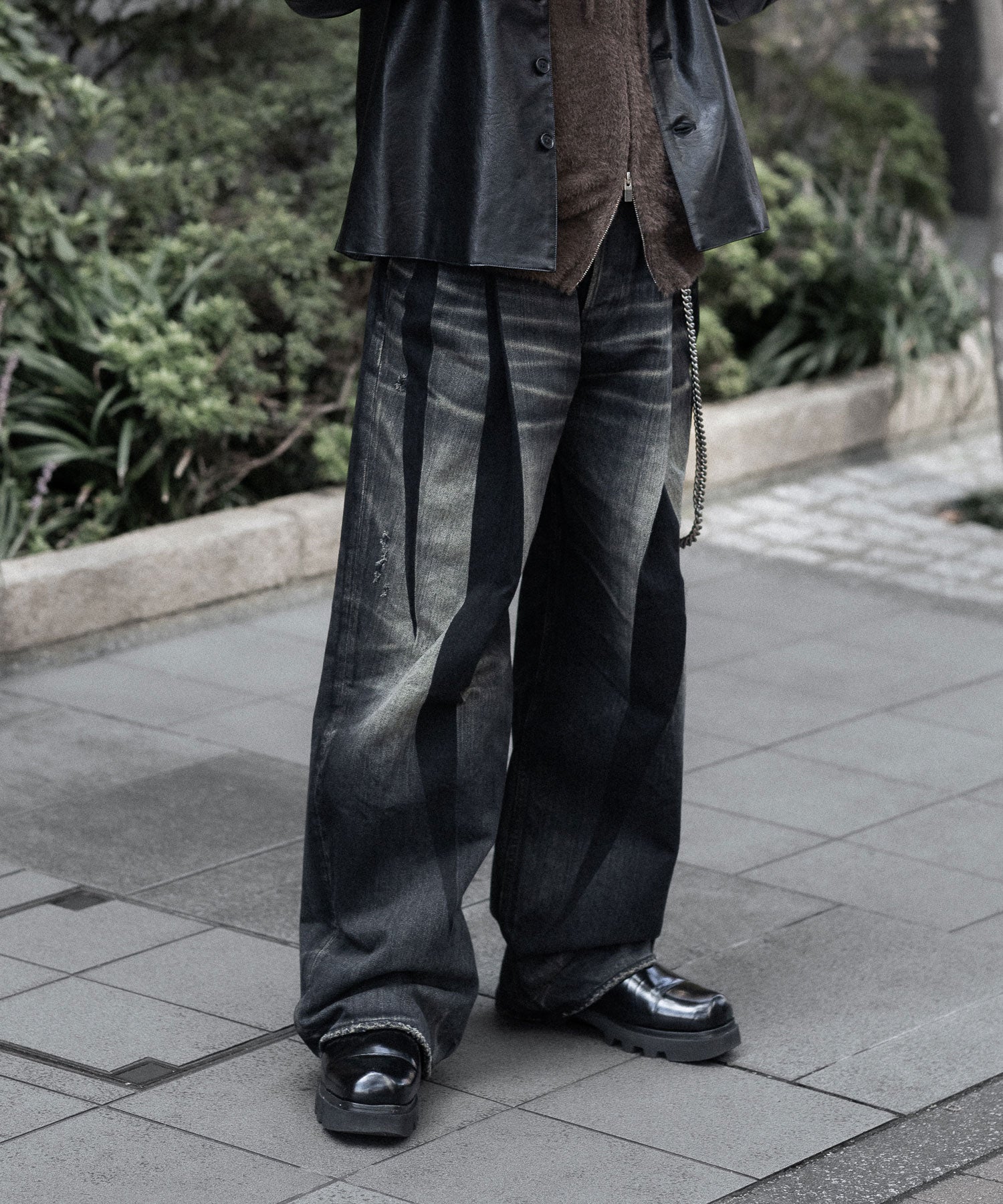 【SUBLATIONS】2TUCK WIDE DENIM PANTS "ENTASIS MK-Ⅱ" - USED BLACK
