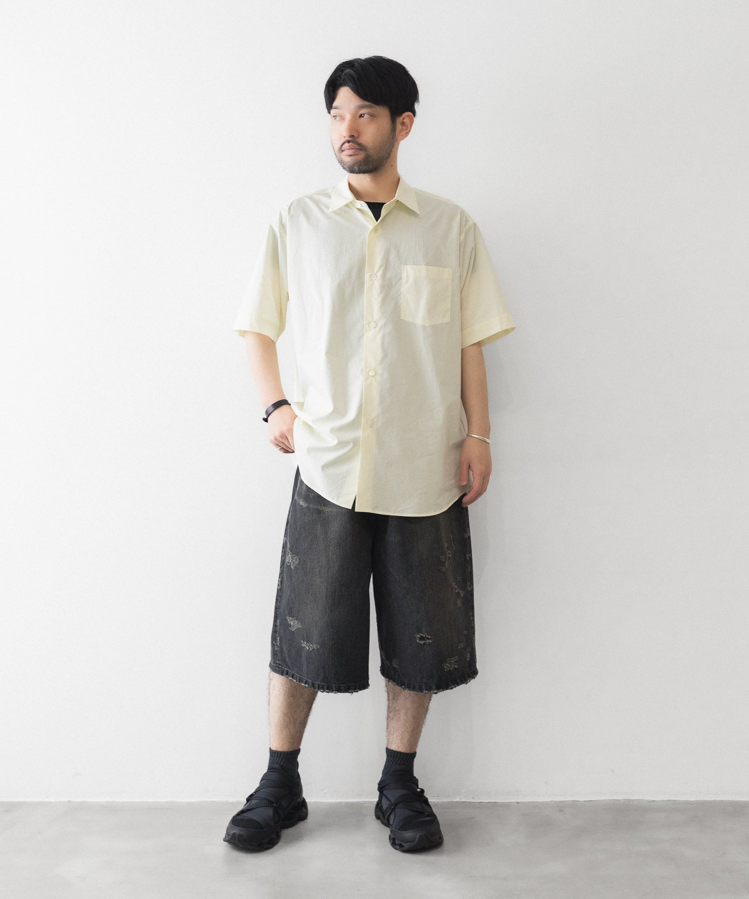 ssstein / シュタイン】SUVIN COTTON OVERSIZED SS SHIRT - YELLOW ssstein / シュタイン】SUVIN COTTON OVERSIZED SS SHIRT - YELLOW