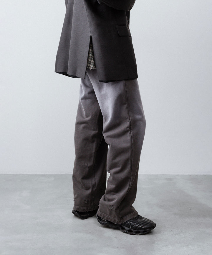 【CODA】WORN BLACK AGING FADED DAMAGED SWEATPANTS - WORN BLACK