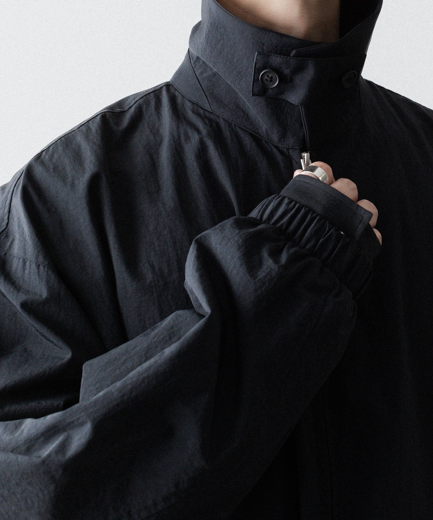 ssstein / シュタイン】RECYCLED NYLON OVERSIZED ZIP JACKET - BLACK