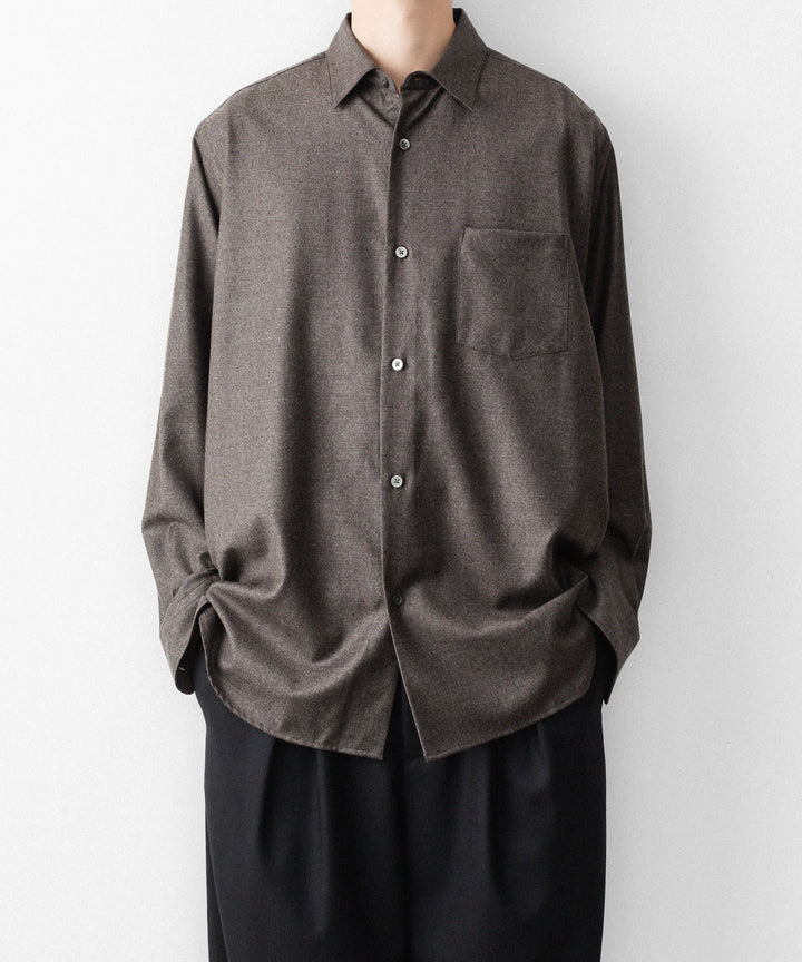 ssstein(シュタイン)のEXTRA FINE WOOL OVERSIZED REGULAR COLLAR SHIRT - CHARCOAL BROWNの公式通販サイトsession福岡セレクトショップ