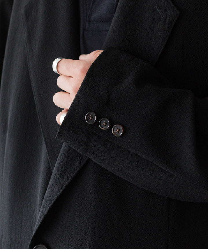 INTÉRIM - インテリムのWOOL CREPE SABLE VOILE DEADSTOCK FABRIC PIPING DOUBLE JACKETのBLACK公式通販サイトsession福岡セレクトショップ