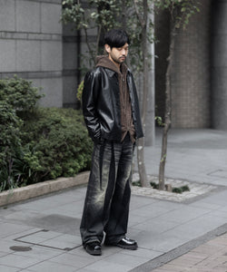 CODA / コーダ】BLACK SYNTHETIC LEATHER CUT OUT TIERED JACKET