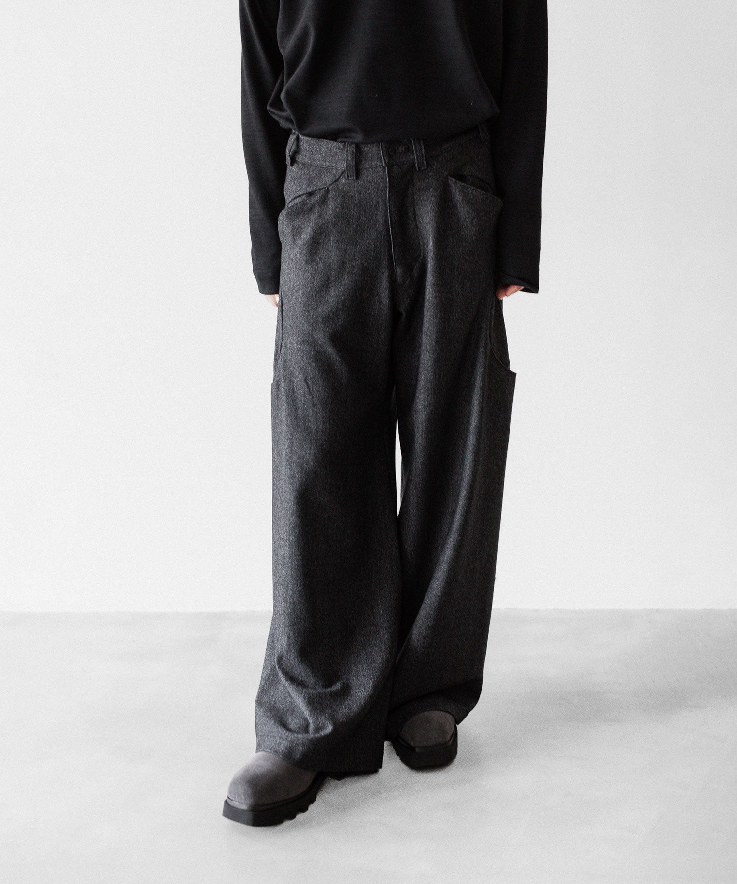 OPPOSE DUALITY オポーズデュアリティの6 POCKET SUB ONG WOOL TROUSERSのBLACK公式通販サイトsession福岡セレクトショップ