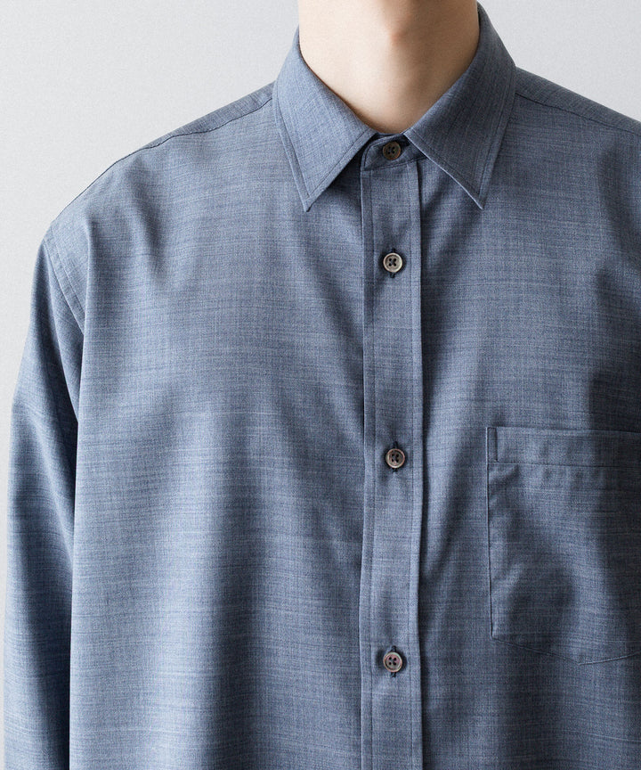 ssstein(シュタイン)のEXTRA FINE WOOL OVERSIZED PLACKET SHIRT - BLUEの公式通販サイトsession福岡セレクトショップ