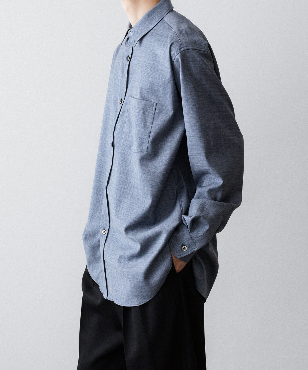 ssstein(シュタイン)のEXTRA FINE WOOL OVERSIZED PLACKET SHIRT - BLUEの公式通販サイトsession福岡セレクトショップ