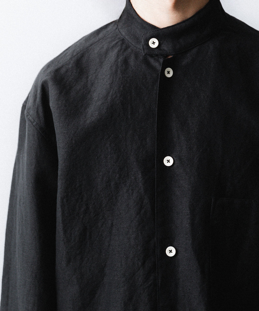 phebus- フィーバスのWOOL LINEN SHIRTのBLACK公式通販サイトsession福岡セレクトショップ