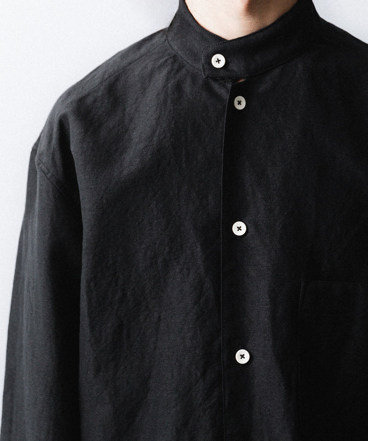 phebus- フィーバスのWOOL LINEN SHIRTのBLACK公式通販サイトsession福岡セレクトショップ