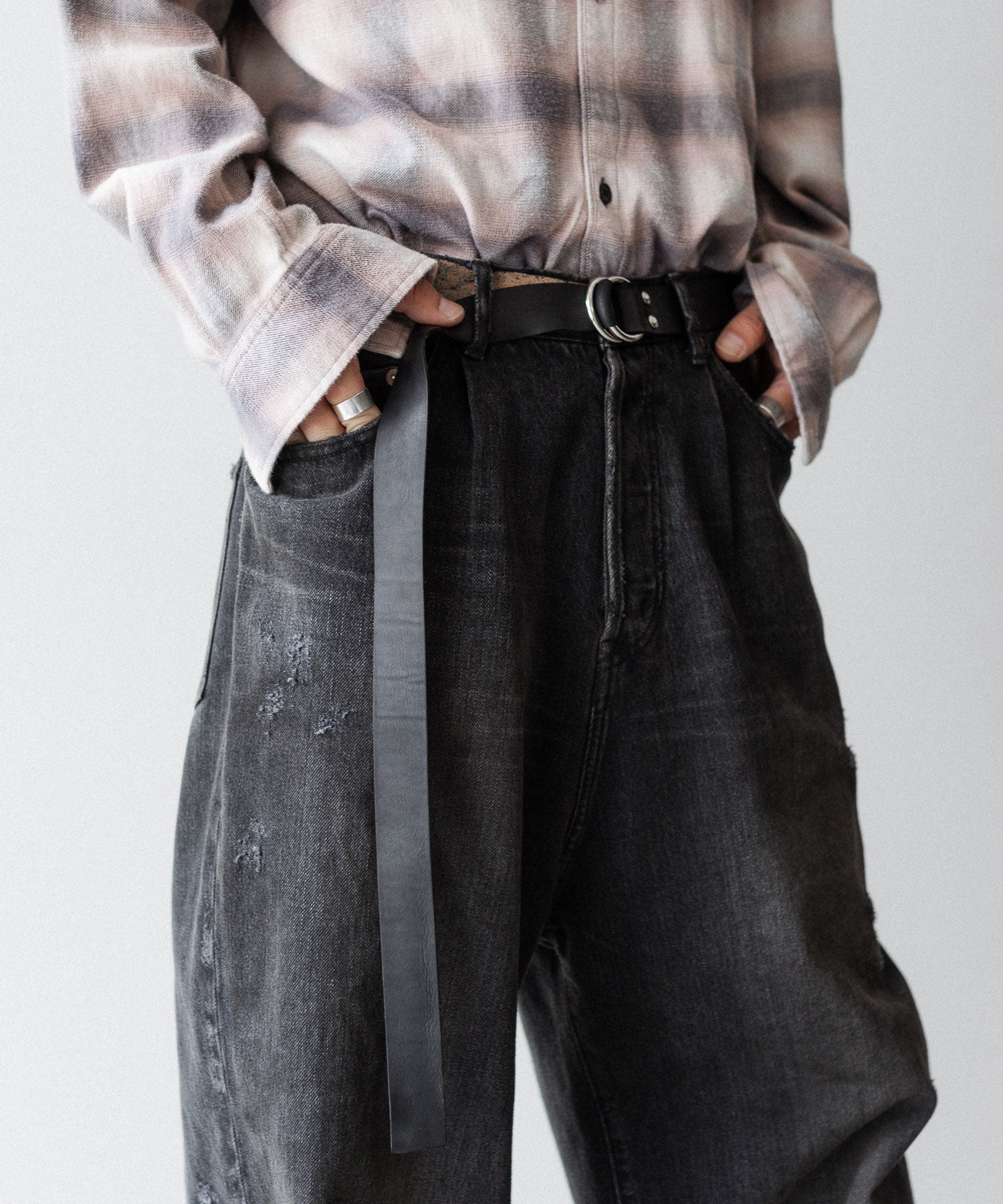 VEIN ヴェインのGUIDI LEATHER DOUBLE RING  BELT - BLACKの公式通販サイトsession福岡セレクトショップ